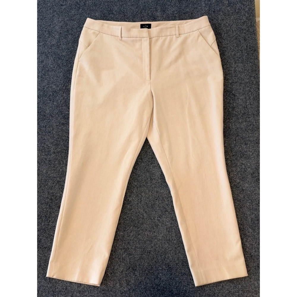 White House Black Market Slim Ankle Beige Pants Size 18